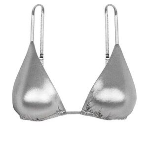 NWT ViX by Paula Hermanny Mirror Triangle Bikini Top silver size L
